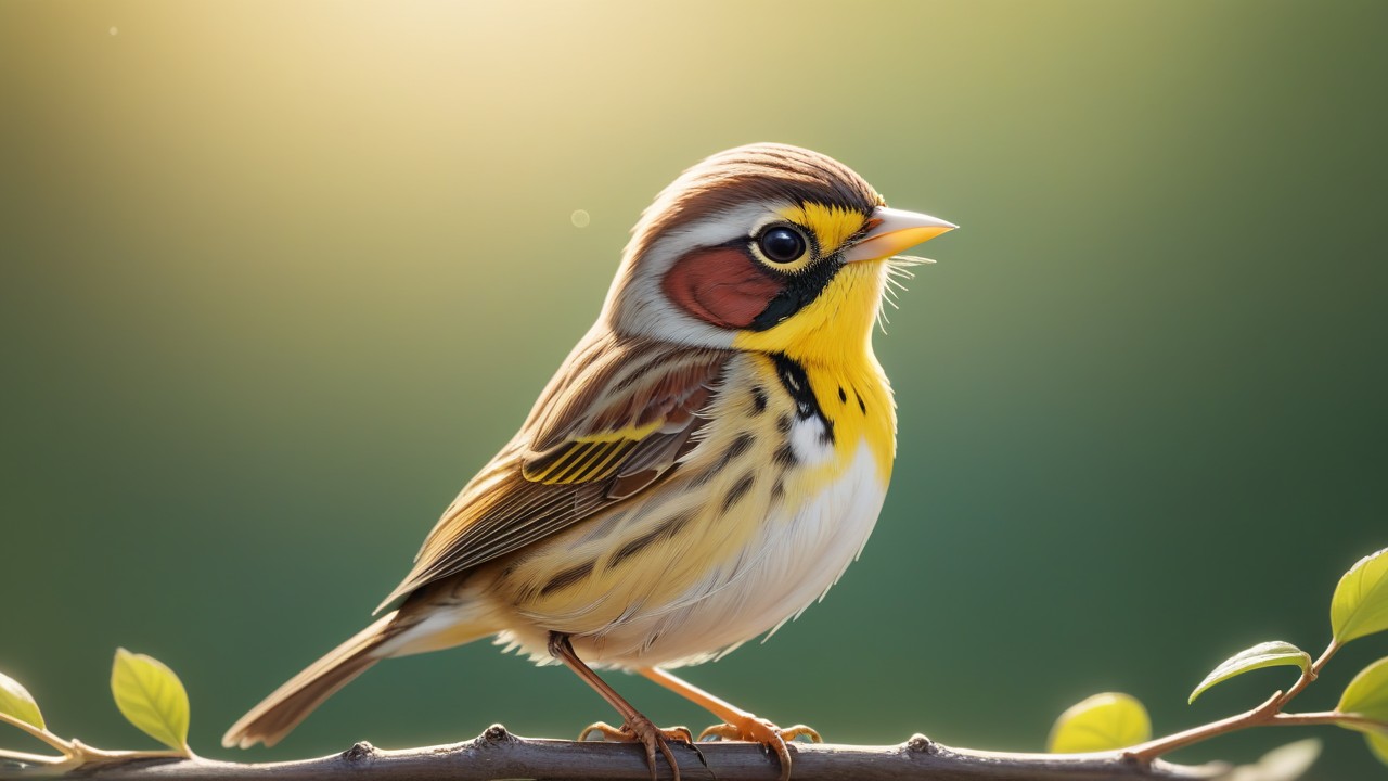 Chibbi-Art Dickcissel in Chibi Style, Gazing at the World