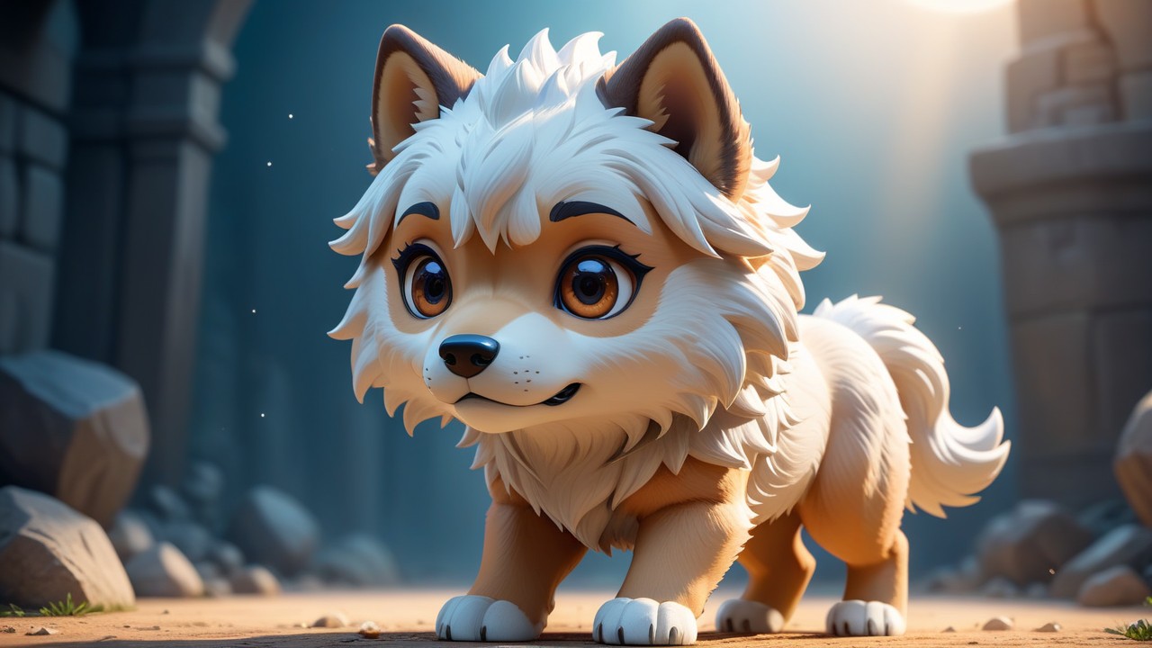 Chibbi-Art Dire Chibi: A Wolfs Fierce Gaze in Artistic Style