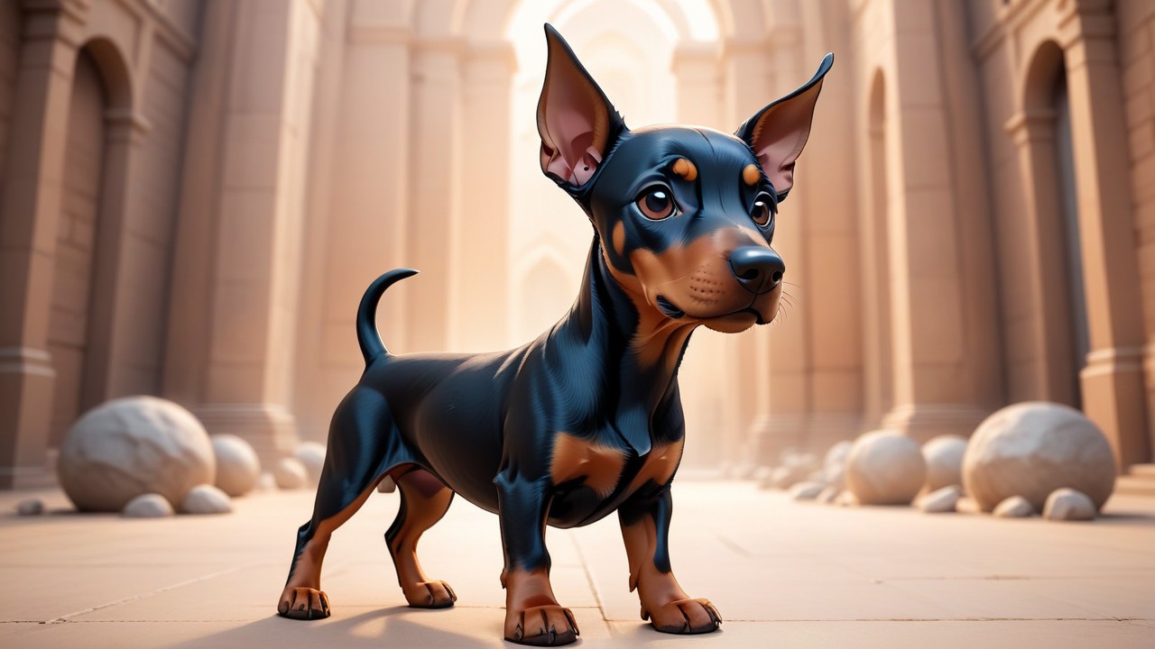 Chibbi-Art Doberman Chibi: A Gaze from the Gallery