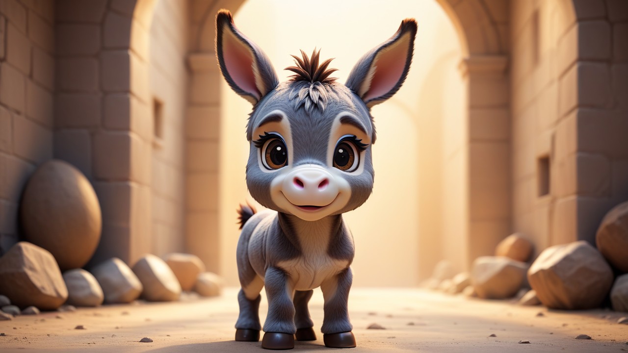 Chibbi-Art Whimsical Donkey Portrait: A Creative Vantage by the Artists Eye