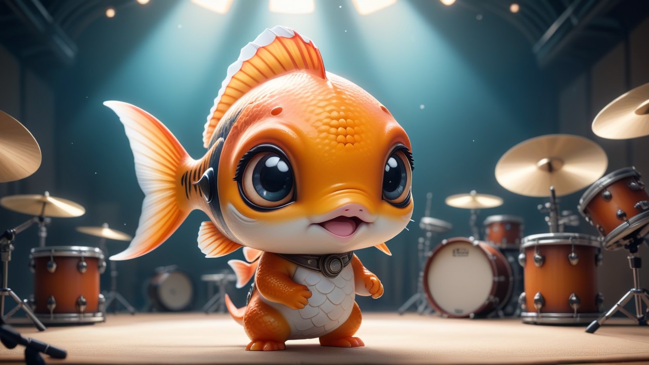 Chibbi-Art Drumming Fish Chibi: A Charming Creative Encounter