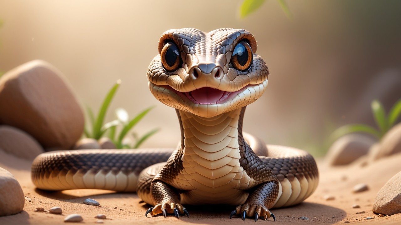 Chibbi-Art Eastern Brown Snake: Chibi Perspective, Charming Audiences