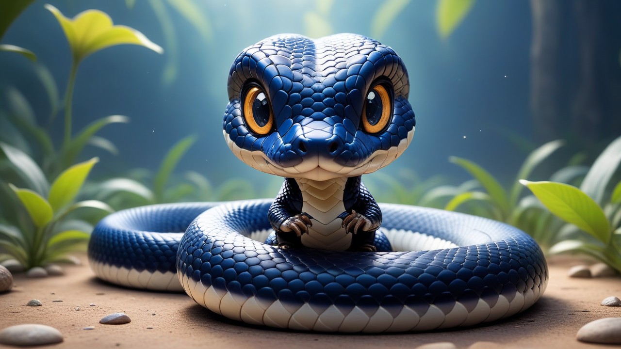 Chibbi-Art Eastern Indigo Snake Chibi Portrait: Meet Our Scaly Friend