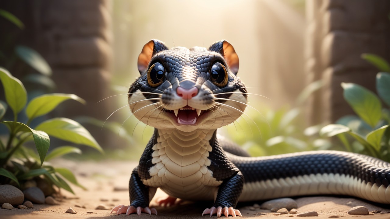 Chibbi-Art Eastern Rat Snake: Chibi Cuteness - Artistic Panorama