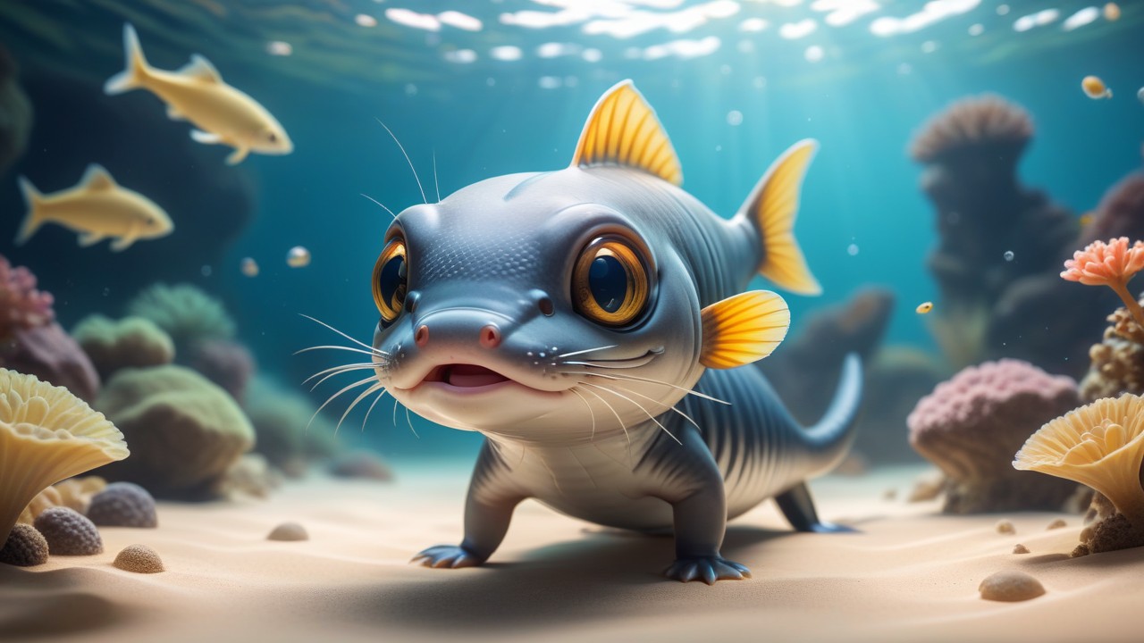 Chibbi-Art Whimsical Eel Catfish Chibi Gaze