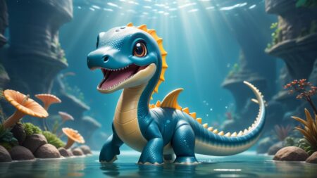 Chibbi-Art Chibi Elasmosaurus in Profile: Artists Whimsical Piece