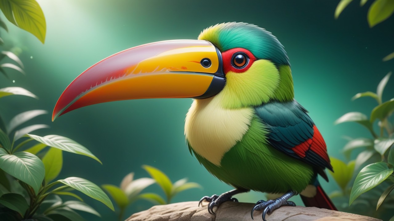 Chibbi-Art Emerald Toucanet Chibi in Artistic Style: Natures Colorful Cutie