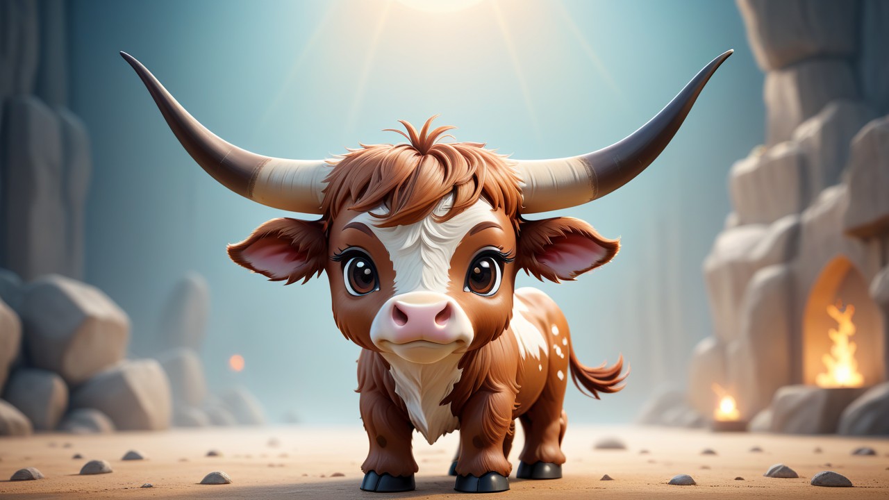 Chibbi-Art Whimsical Chibi Longhorns Engage the Gazer