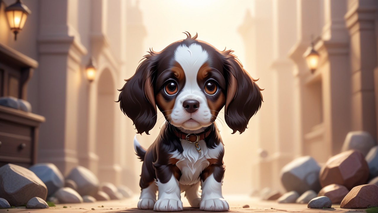 Chibbi-Art Whimsical Spaniel Chibi: An Inviting Portrait