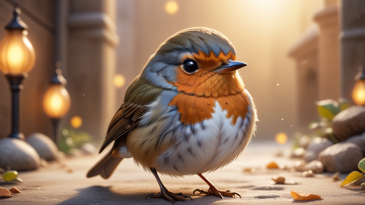 Chibbi-Art Whimsical Chibi Robin in Vivid Motion