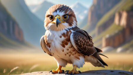 Chibbi-Art Chibi Ferruginous Hawk, Courageously Gazing Out