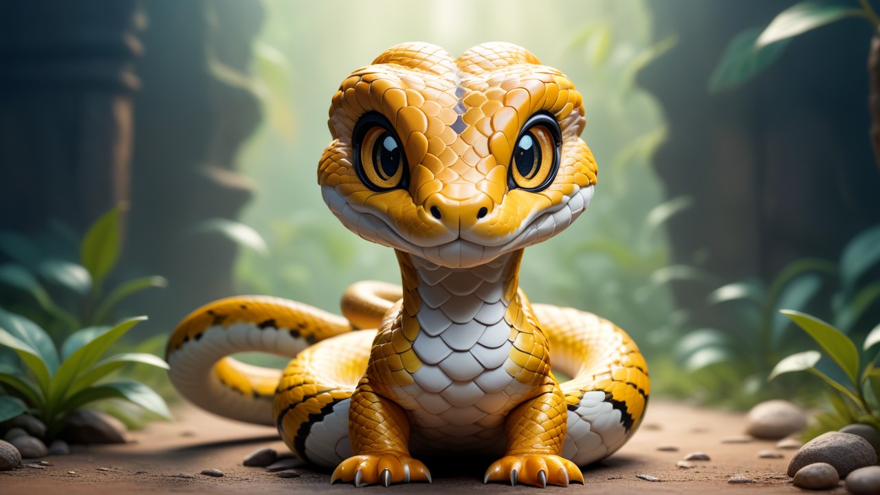 Chibbi-Art Chibi Snake Boldly Staring Into The Eyes Of Astonished Viewers