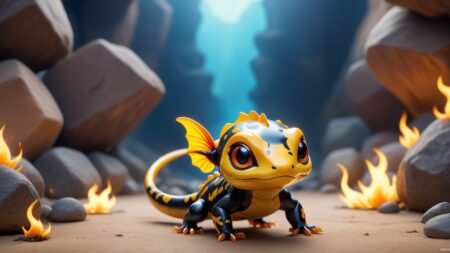 Chibbi-Art Fire Salamander Chibi: A captivating up-close perspective by an artistic mastermind