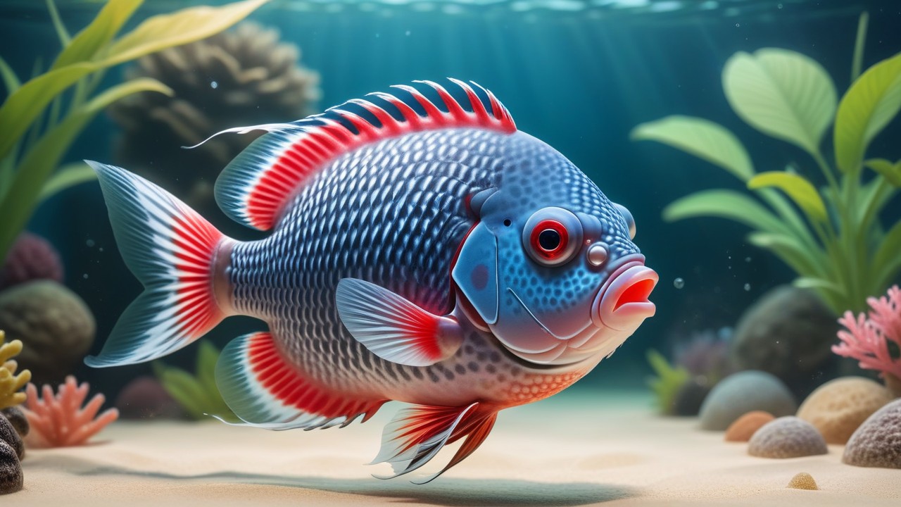 Chibbi-Art Chibi Flowerhorn Fish in Artistic Gaze