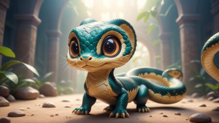 Chibbi-Art Flying Chibi Snake in Artistic Gaze