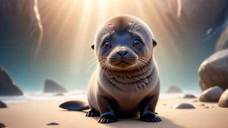 Chibbi-Art Playful Chibi Seals Whimsical Voyage