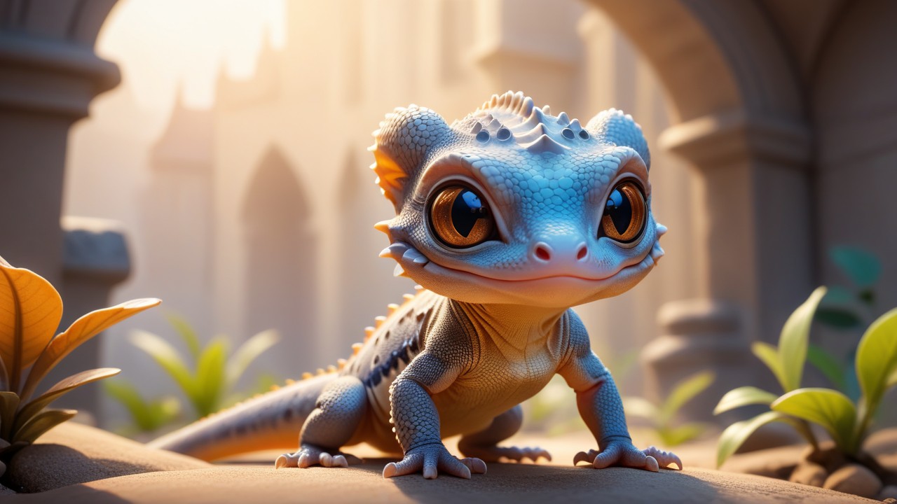 Chibbi-Art Gargoyle Gecko Chibi Portrait: Up Close and Personable