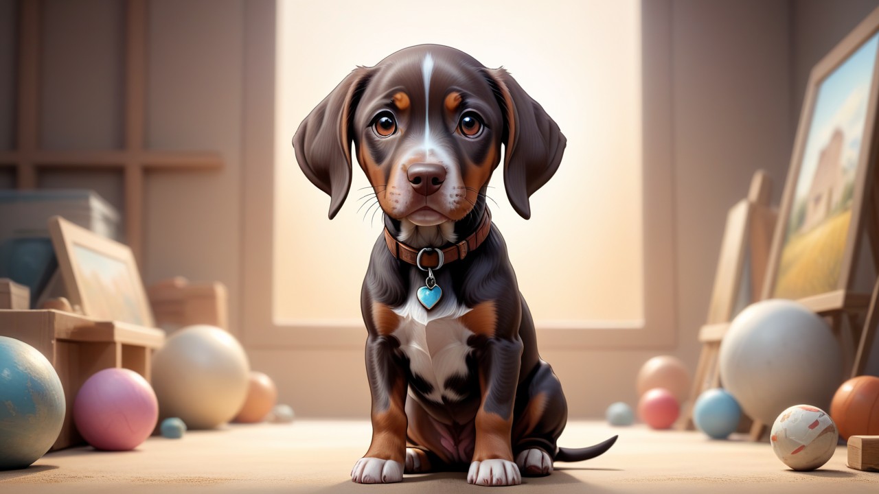 Chibbi-Art German Pointer in Chibi Art: Gaze into The Viewer