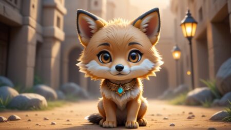 Chibbi-Art Golden Chibi Jackal: A Gazing Glimpse