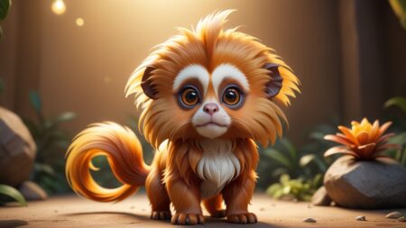 Chibbi-Art Golden Chibi Tamarin: A Magical Encounter