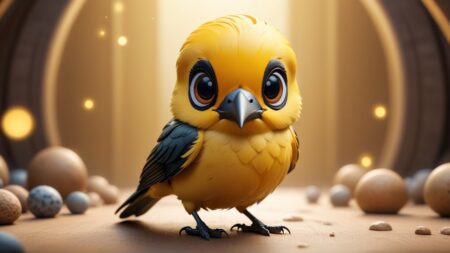 Chibbi-Art Golden Oriole Chibi: A captivating composition of the songbird in an artistic twist, inviting viewers to immerse in its world.