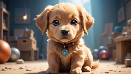 Chibbi-Art Whimsical Golden Retriever Mix in Chibi Style