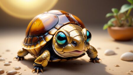 Chibbi-Art Enchanting Golden Tortoise Beetle: Chibi Art Illusion