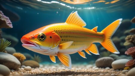 Chibbi-Art Trout Goddess in Golden Hues