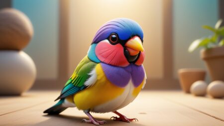 Chibbi-Art Gouldian Finch in Chibi Style