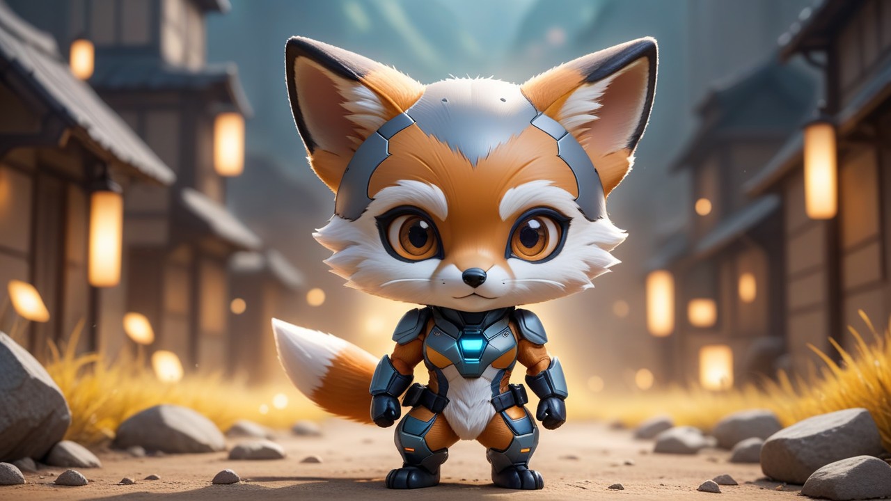 Chibbi-Art Chibi Gray Fox Captivating the Canvas