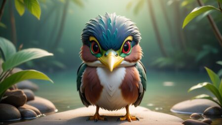 Chibbi-Art Green Heron Chibi: A Captivating Gaze