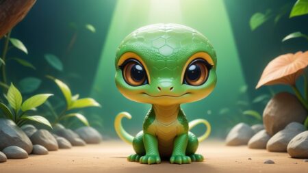 Chibbi-Art Green Mambas Expressive Gaze: Chibi Art Style Meeting The Viewers Eyes