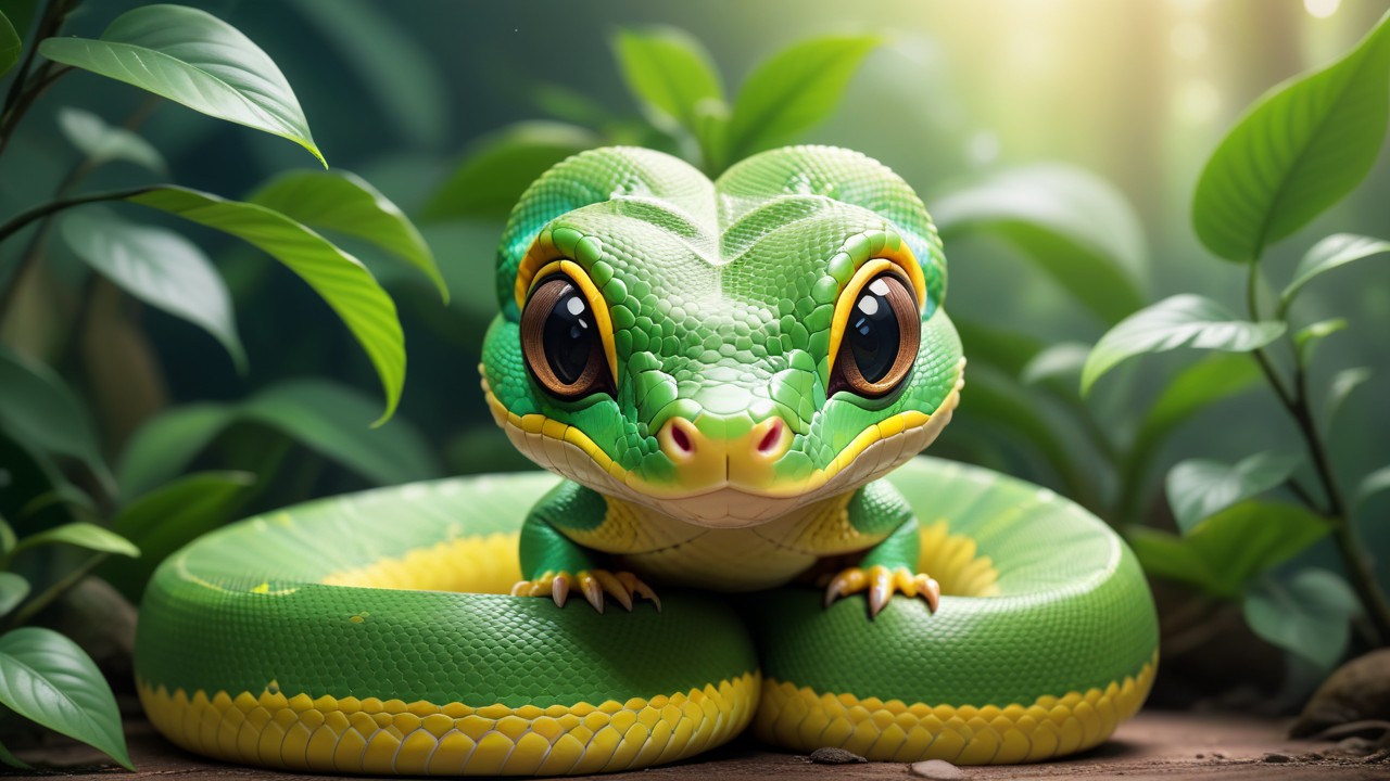 Chibbi-Art Chibi Green Tree Python Gaze