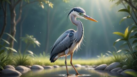 Chibbi-Art Grey Heron Chibi: A Delicate Blend of Artistic Enchantment