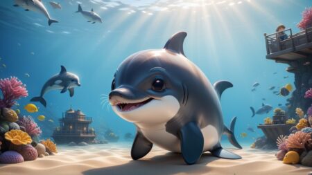 Chibbi-Art Cute and Playful Chibi Harbor Porpoise with a Gaze to Captivate