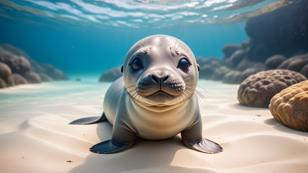 Chibbi-Art Cute Seal Chibi: A Hawaiian Monk Seal Posed for You