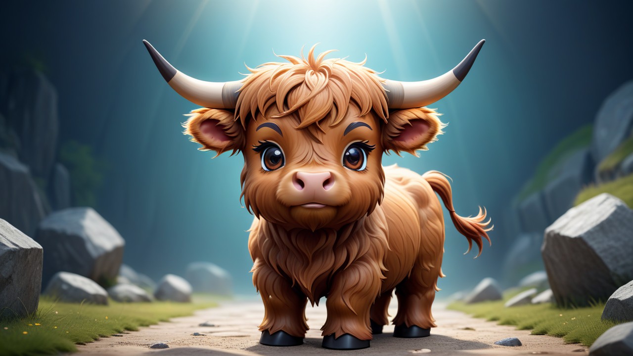 Chibbi-Art Highland Cow Chibi: Artistic Vantage