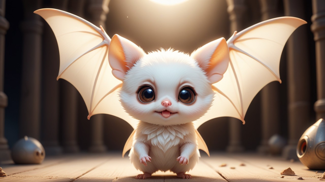 Chibbi-Art Cute and Quirky Honduran White Bat Gaze