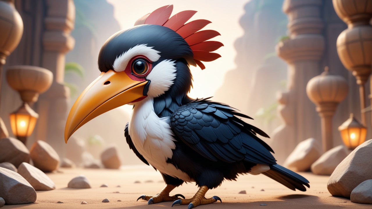 Chibbi-Art Chibi Hornbill in Artistic Perspective