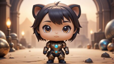 Chibbi-Art Huskador: A Playful Pup Embracing Your Gaze in a Chibi Style