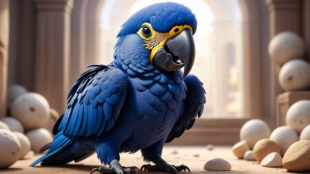 Chibbi-Art Hyacinth Macaw: Chibi Portrait with Dazzling Expressive Eyes