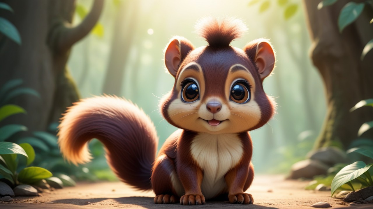 Chibbi-Art Enchanting Chibi Squirrel Glimpse: Indian Giants Artistic Glance