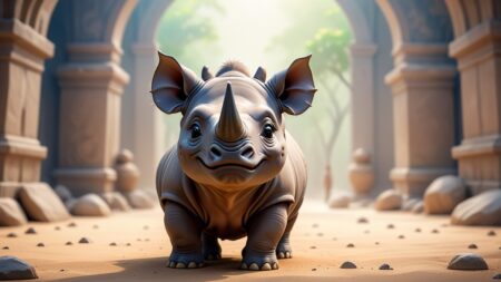 Chibbi-Art Indian Rhino Chibi: A Front-Row Safari