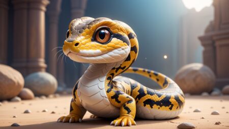 Chibbi-Art Indian Python in Chibi Art: The Striking Gaze of an Artist