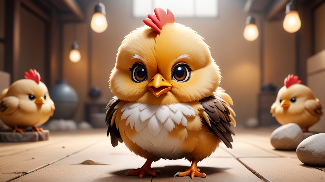 Chibbi-Art Japanese Bantam Chicken Chibi Art Stance