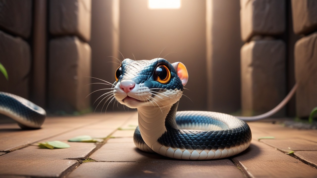 Chibbi-Art Japanese Rat Snake Chibi Portrait: Gaze of Genteel Grace