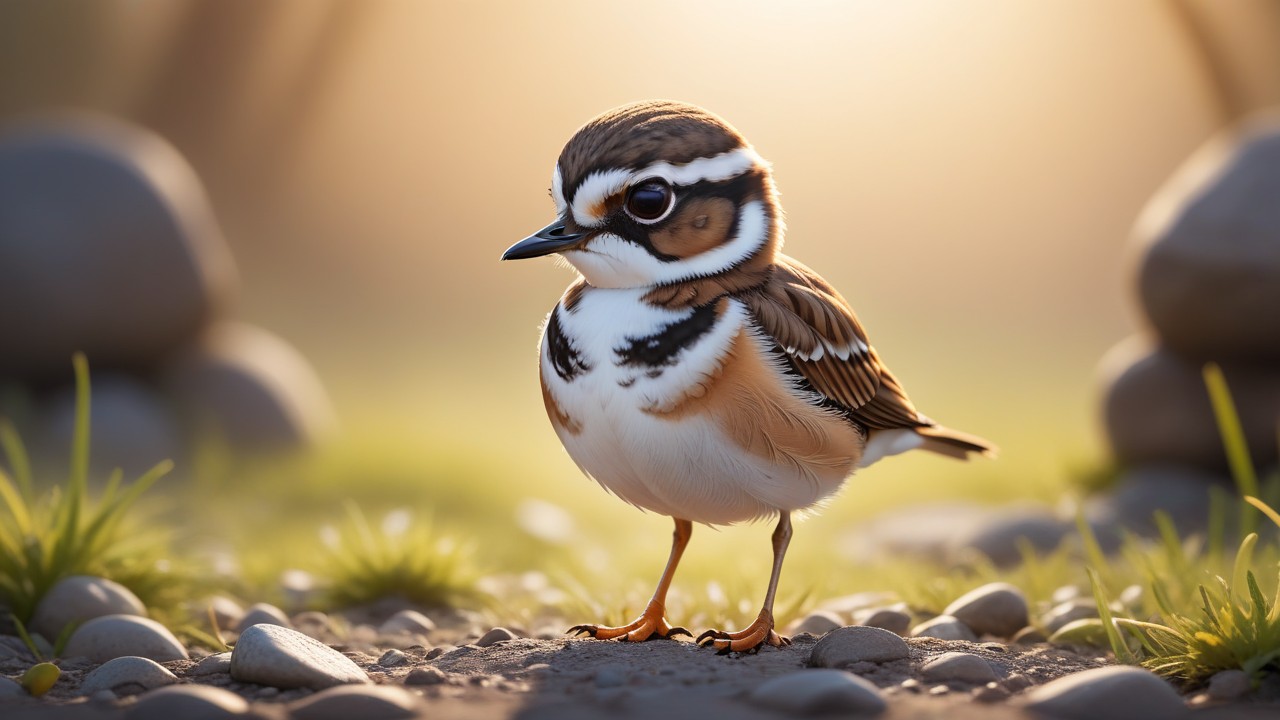 Chibbi-Art Killdeer in Chibi Style, Eye to Eye with Art-Loving Spectators