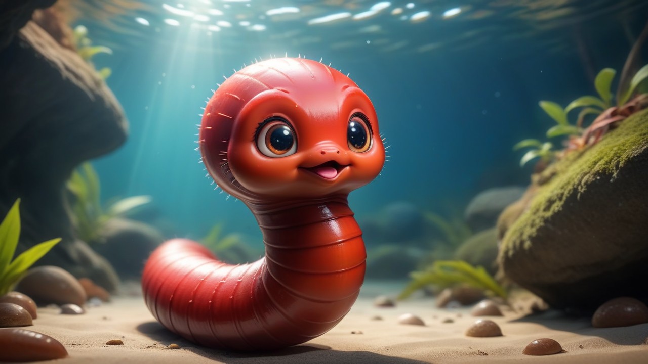 Chibbi-Art Giant Red Leech Art: Kinabalu Cute Monster