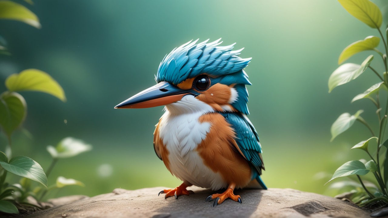 Chibbi-Art Vibrant Kingfisher Chibi Portrait: Captivating Perspective from the Artist