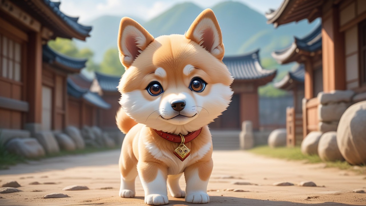 Chibbi-Art Korean Jindo: Chibi-inspired Portrait Meet The Gaze